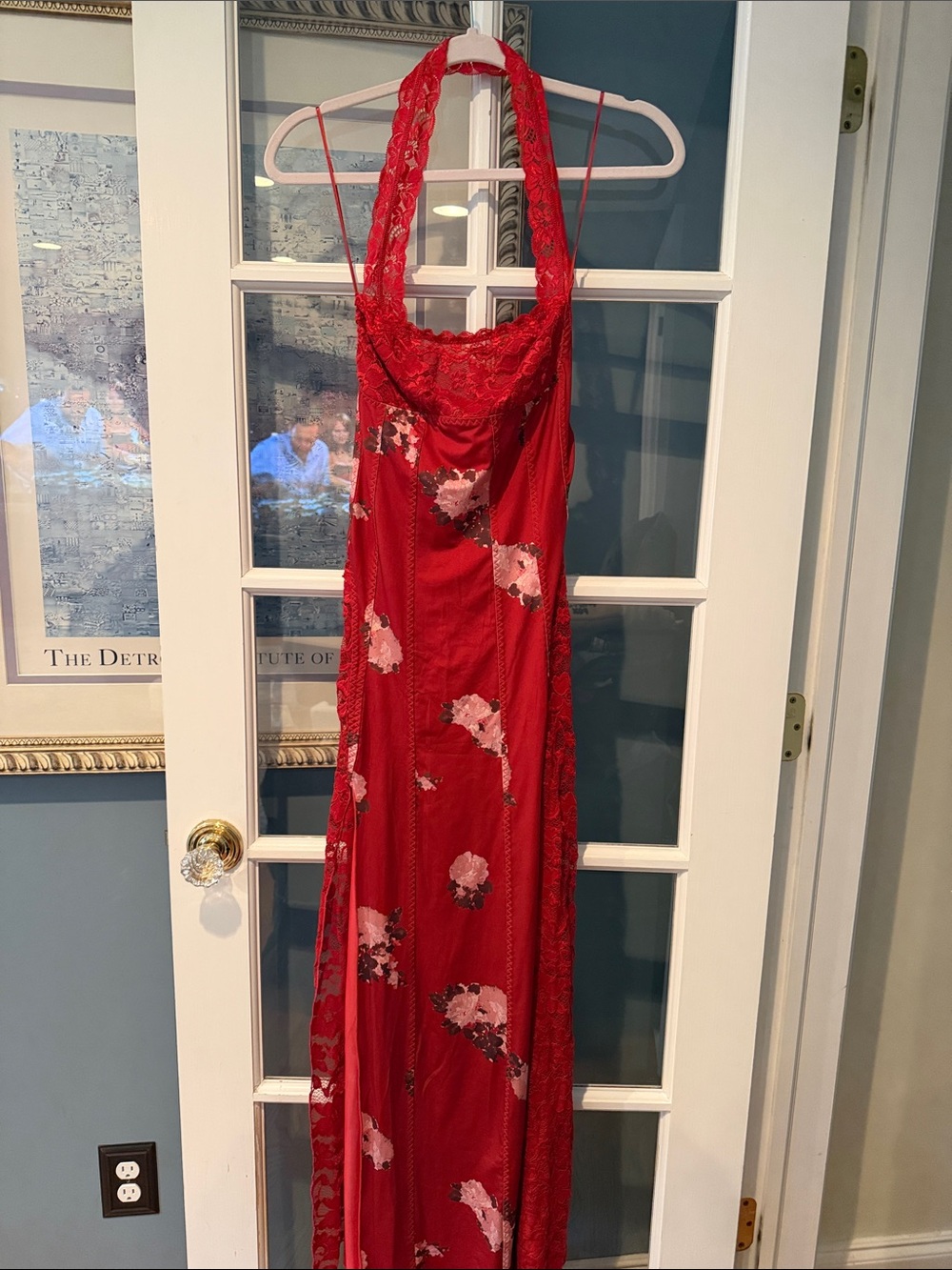 Free People Intimately Red Floral Halter-Style Maxi Dress or Nightwear/lingerie